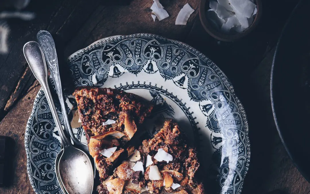 Brioche pudding au chocolat & noix de coco