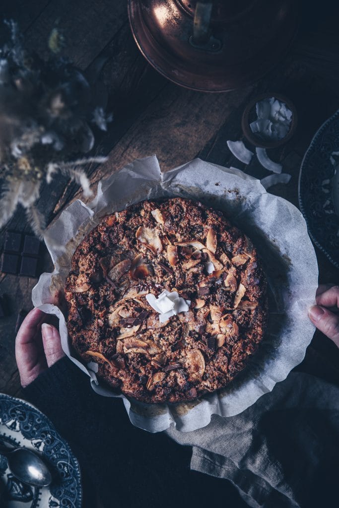 recette de brioche pudding aux pépites de chocolat et noix de coco