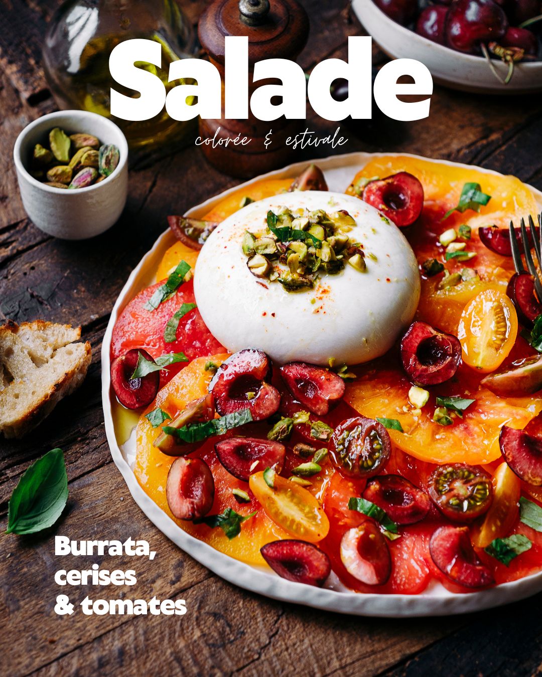 Salade de burrata, tomates et cerises